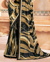 Vishal Prints Black Digital Print Georgette Saree With Fancy Border