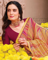 Vishal Prints Persian Orange Printed Georgette Saree With Fancy Border