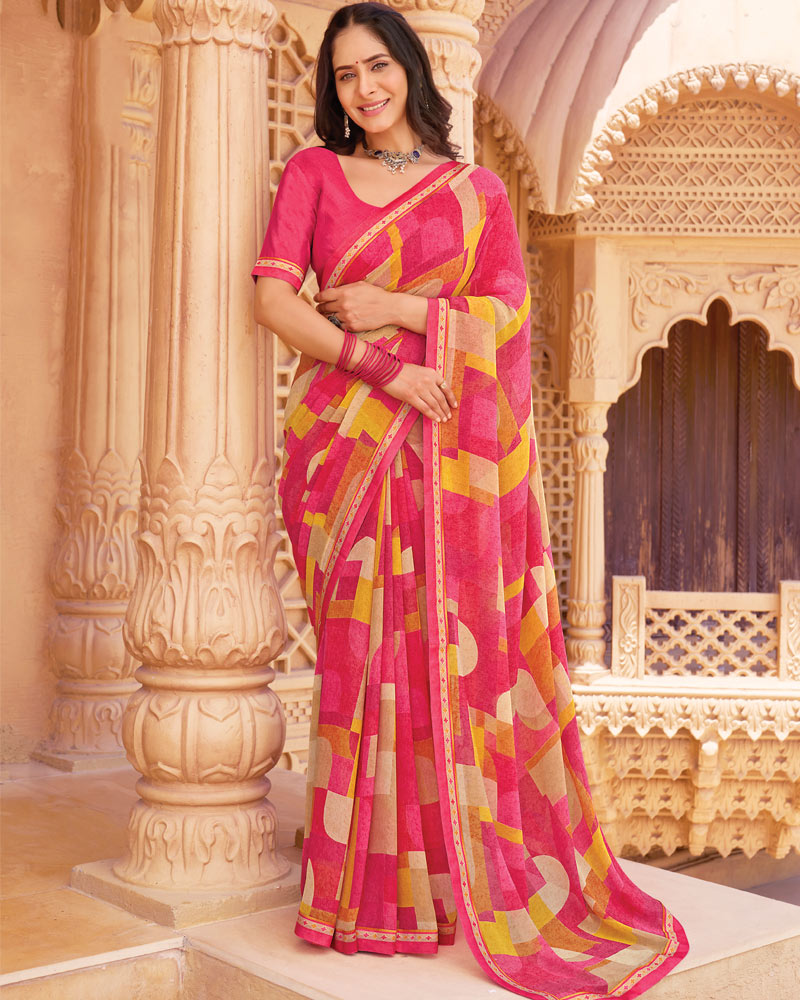 Vishal Prints Multicolour Printed Georgette Saree With Fancy Border