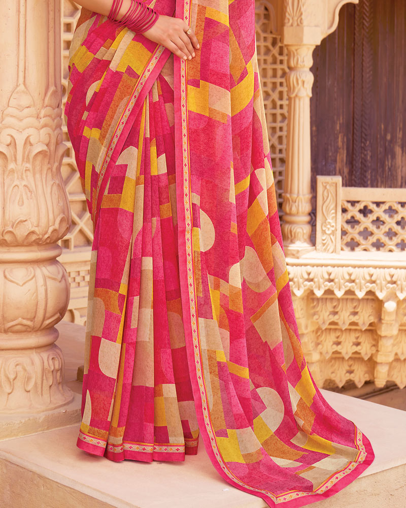 Vishal Prints Multicolour Printed Georgette Saree With Fancy Border