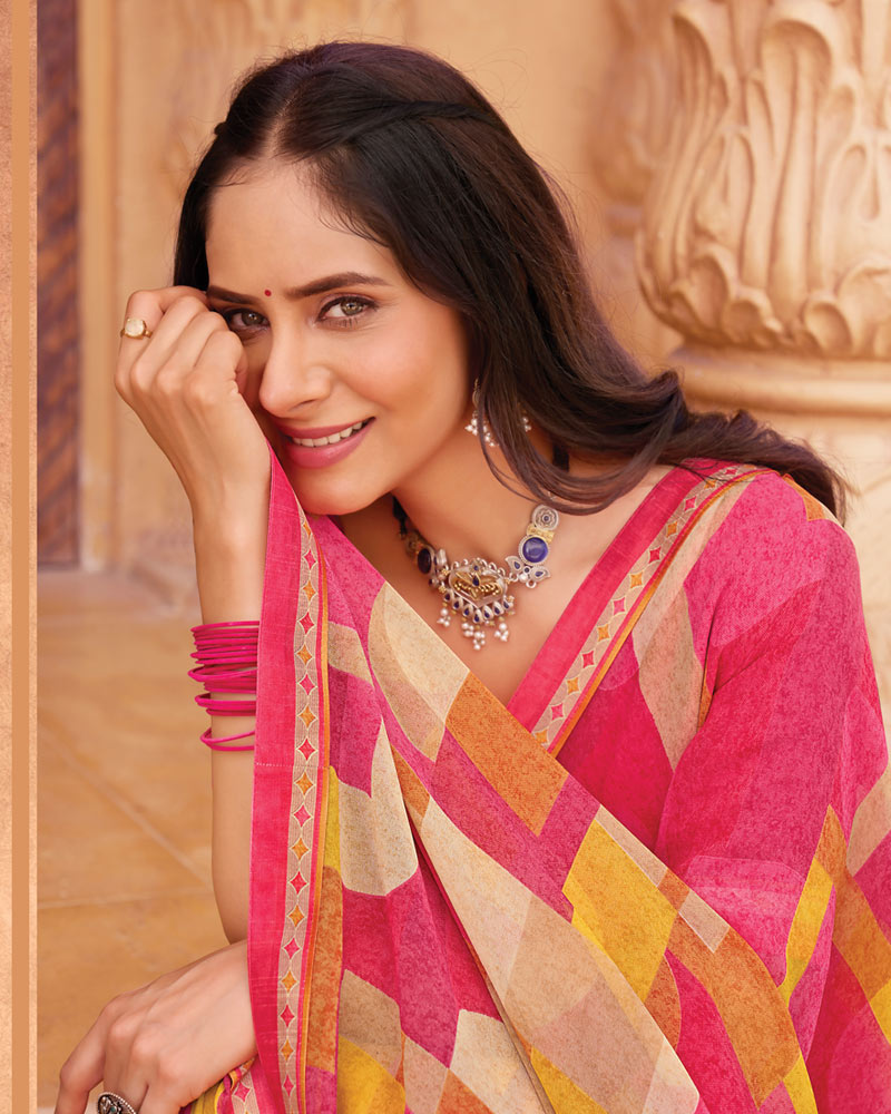 Vishal Prints Multicolour Printed Georgette Saree With Fancy Border