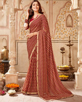 Vishal Prints Maroon Printed Georgette Saree With Fancy Border