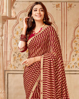 Vishal Prints Maroon Printed Georgette Saree With Fancy Border