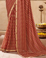 Vishal Prints Maroon Printed Georgette Saree With Fancy Border