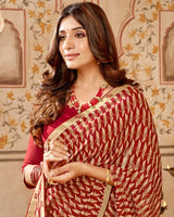 Vishal Prints Maroon Printed Georgette Saree With Fancy Border