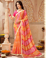 Vishal Prints Hot Pink Printed Georgette Saree With Fancy Border