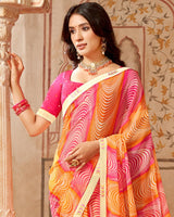 Vishal Prints Hot Pink Printed Georgette Saree With Fancy Border