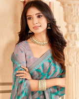 Vishal Prints Light Mauve Printed Georgette Saree With Fancy Border