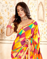 Vishal Prints Multi Color Printed Georgette Saree With Fancy Border