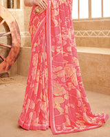 Vishal Prints Coral Printed Georgette Saree With Fancy Border