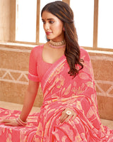 Vishal Prints Coral Printed Georgette Saree With Fancy Border