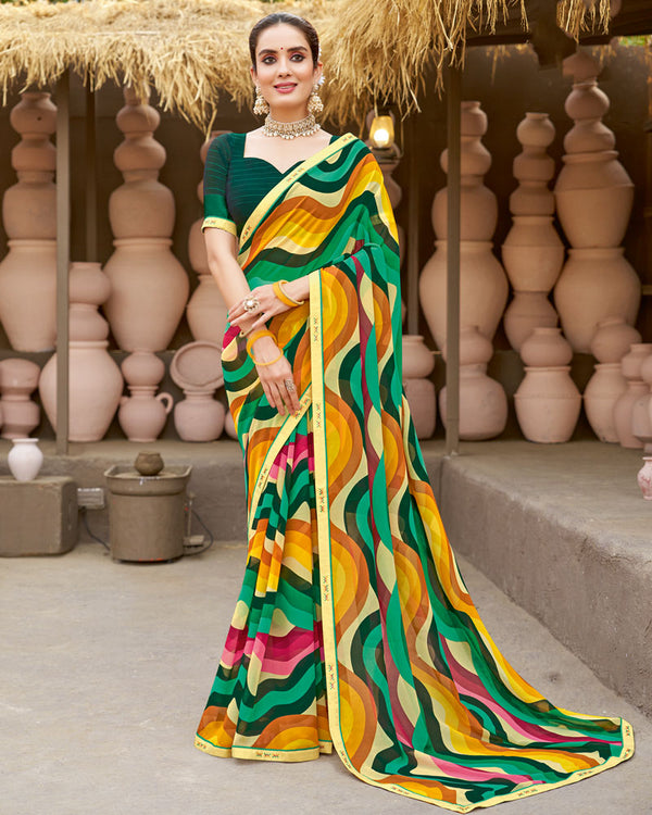 Vishal Prints Multi Colour Printed Georgette Saree With Fancy Border