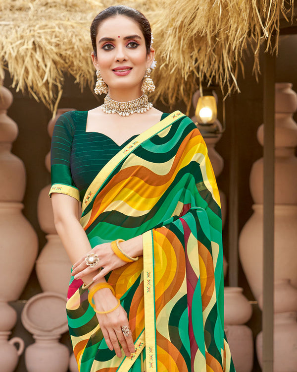 Vishal Prints Multi Colour Printed Georgette Saree With Fancy Border