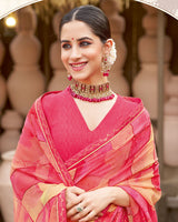 Vishal Prints Shaded Pink Printed Georgette Saree With Fancy Border