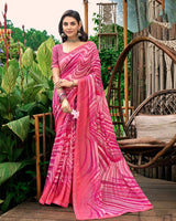 Vishal Prints Rosy Pink Printed Georgette Saree With Fancy Border