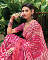 Vishal Prints Rosy Pink Printed Georgette Saree With Fancy Border