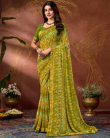 Vishal Prints Lemon Ginger Printed Georgette Saree With Fancy Border