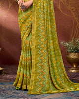 Vishal Prints Lemon Ginger Printed Georgette Saree With Fancy Border