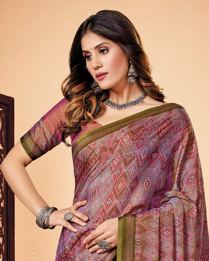 Vishal Prints Multi Colour Digital Print Cotton Silk Saree