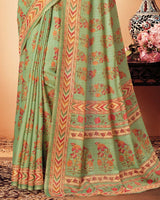 Vishal Prints Pastel Green Digital Print Cotton Silk Saree