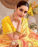 Vishal Prints Jasmine Yellow Designer Patterned Chiffon Digital Print Saree With Fancy Border