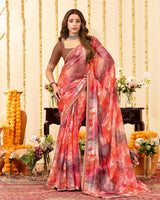 Vishal Prints Multicolor Designer Patterned Chiffon Digital Print Saree With Fancy Border