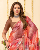 Vishal Prints Multicolor Designer Patterned Chiffon Digital Print Saree With Fancy Border