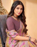 Vishal Prints Multi Color Printed Fancy Chiffon Saree With Border