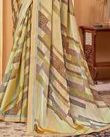 Vishal Prints Pavlova Brown Printed Fancy Chiffon Saree With Border