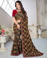 Vishal Prints Black Printed Brasso Saree With Border