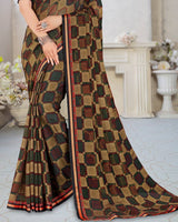 Vishal Prints Black Printed Brasso Saree With Border