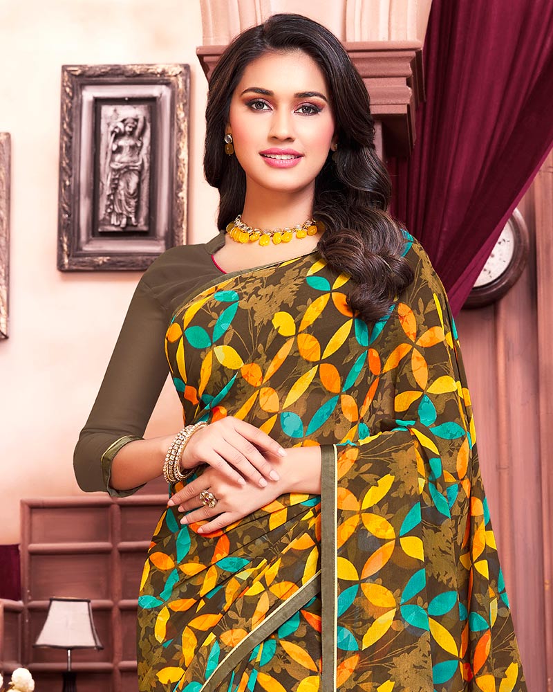 Vishal Prints Multi Georgette Saree With Satin Piping