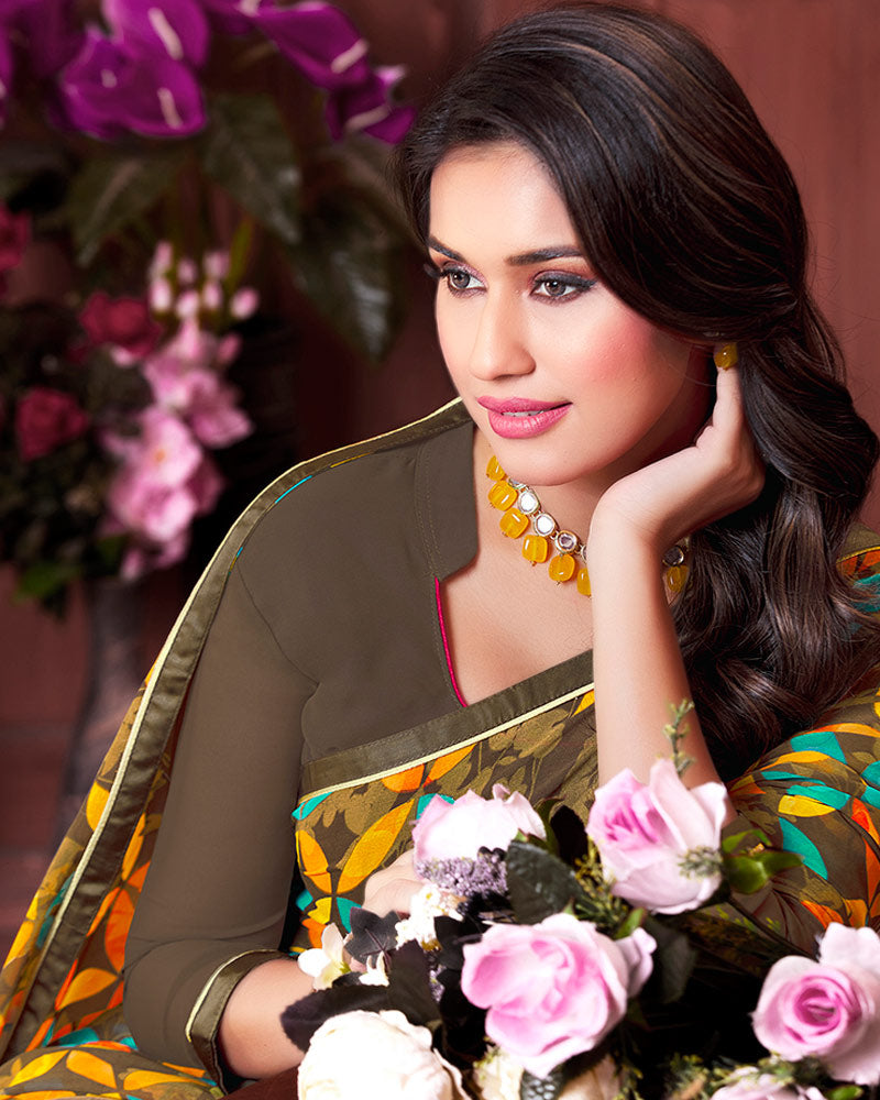 Vishal Prints Multi Georgette Saree With Satin Piping