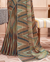 Vishal Prints Black Printed Fancy Chiffon Saree With Core Piping
