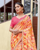 Vishal Prints Multicolored Digital Print Patterned Chiffon Saree With Fancy Border