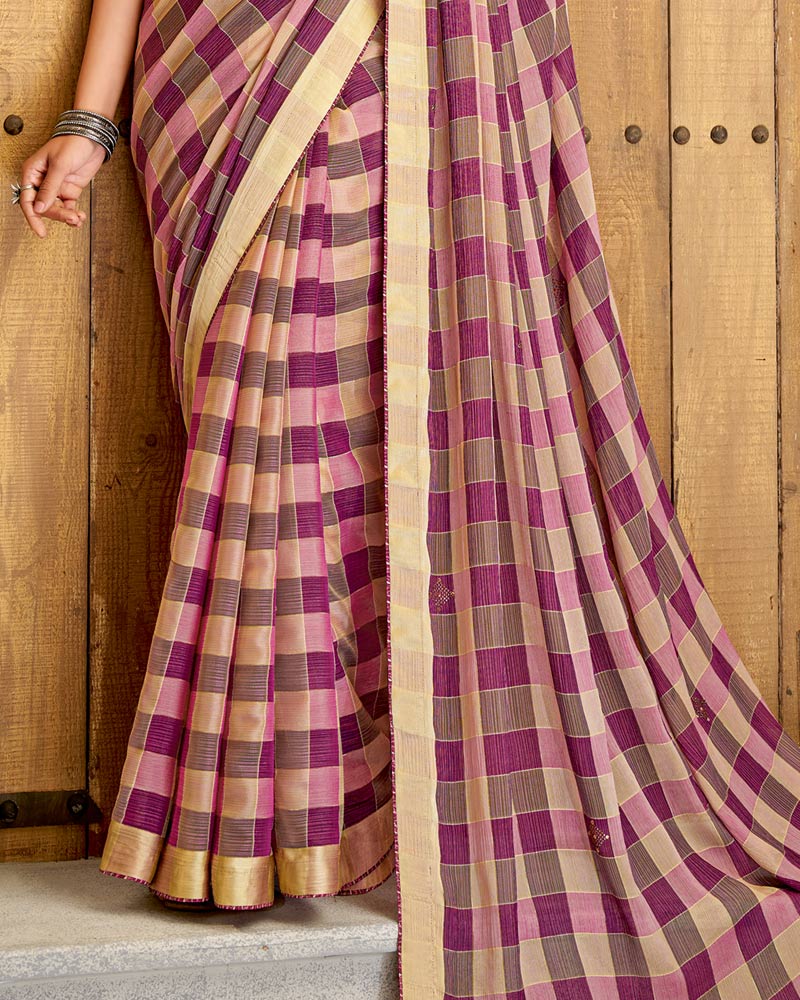 Vishal Prints Dark Fuchsia Fancy Chiffon Designer Saree