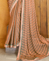 Vishal Prints Dark Peach Fancy Chiffon Designer Saree