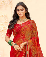 Vishal Prints Milano Red Printed Georgette Saree With Fancy Border
