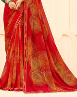 Vishal Prints Milano Red Printed Georgette Saree With Fancy Border