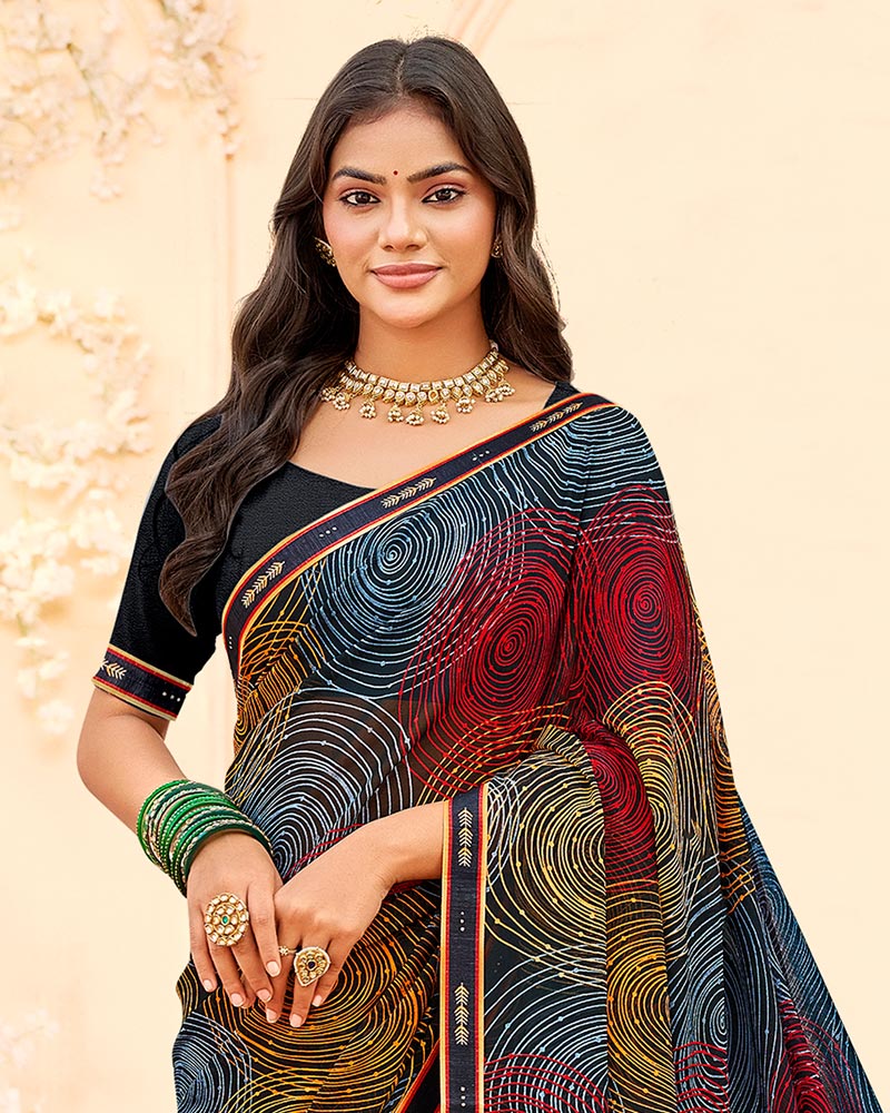 Vishal Prints Multicolor Printed Georgette Saree With Fancy Border