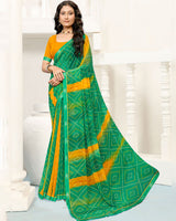 Vishal Prints Jade Green Printed Georgette Saree With Fancy Border