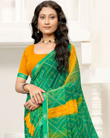 Vishal Prints Jade Green Printed Georgette Saree With Fancy Border