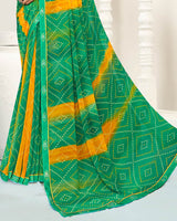 Vishal Prints Jade Green Printed Georgette Saree With Fancy Border