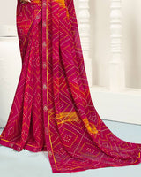 Vishal Prints Reddish Purple Printed Georgette Saree With Fancy Border