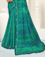 Vishal Prints Deep Sea Green Printed Georgette Saree With Fancy Border