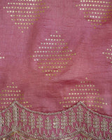 Baby Pink Designer Raw Silk Saree With Foil Print And Sequence Embroidery Work