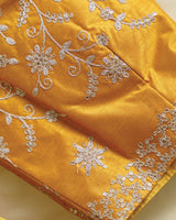 Turmeric Yellow Designer Pure Viscose Traditional Print Saree With Weaved Zari Lining-Embroidery Work And Tassel