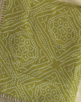 Mehandi Green Designer Pure Viscose Traditional Print Saree With Weaved Zari Lining-Embroidery Work And Tassel