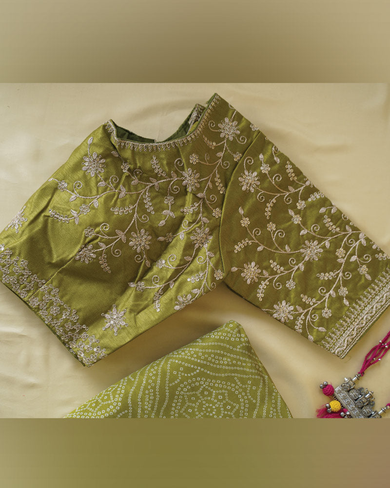 Mehandi Green Designer Pure Viscose Traditional Print Saree With Weaved Zari Lining-Embroidery Work And Tassel