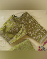 Mehandi Green Designer Pure Viscose Traditional Print Saree With Weaved Zari Lining-Embroidery Work And Tassel